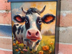 Cute Cow in the Meadow Colonial Mailbox Cover