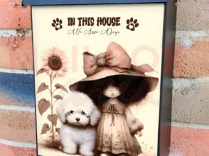 Cute Girl with Her Dog Colonial Mailbox Cover