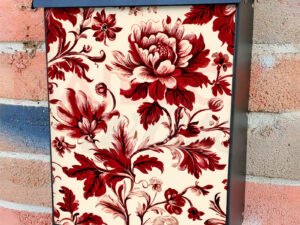 Red Vintage Flowers Colonial Mailbox Cover