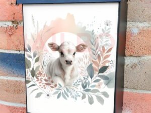 Bohemian Baby Cow Colonial Mailbox Cover