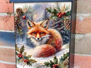 Little Winter Fox in the Snow Colonial Mailbox Cover