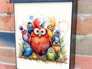 Googly Eyed Birds Colonial Mailbox Cover