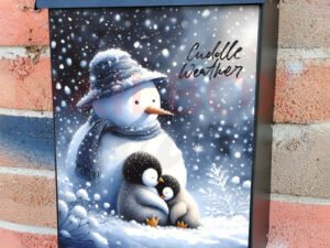 Cute Snowman and a Baby Penguin Colonial Mailbox Cover