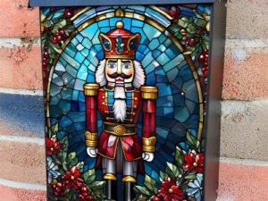 Traditional Stained Glass Nutcracker Colonial Mailbox Cover