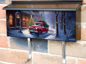 Red Truck in the Christmas Town Townhouse Mailbox Cover