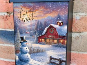 Cute Country Christmas Snowman Colonial Mailbox Cover