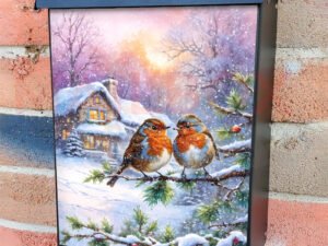 Christmas Robins at the Cottage Colonial Mailbox Cover