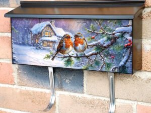 Christmas Robins at the Cottage Townhouse Mailbox Cover