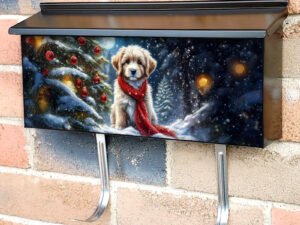 Cute Christmas Puppy Townhouse Mailbox Cover