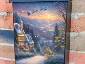 Snowy Christmas Morning Colonial Mailbox Cover