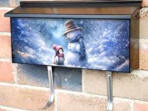 Cute Penguin and Snowman Townhouse Mailbox Cover