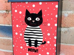 Silly Back and White Kitten Colonial Mailbox Cover