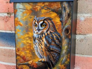 Beautiful Owl in the Autumn Forest Colonial Mailbox Cover