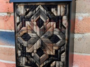 Dark Farmhouse Barn Wood Quilt Tiles Colonial Mailbox Cover