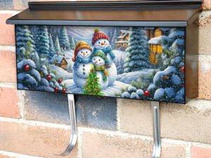 Snowman Family Christmas Townhouse Mailbox Cover