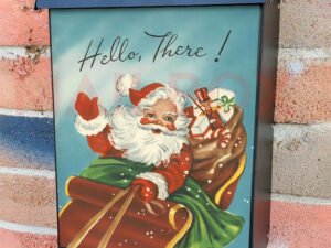 Vintage Santa on the Sleight Colonial Mailbox Cover
