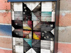 Rustic Farmhouse Barn Wood Flower Quilt Colonial Mailbox Cover
