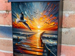 Seagulls above the Pier Colonial Mailbox Cover