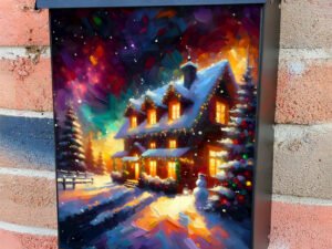 Christmas Night at the Farmhouse Colonial Mailbox Cover