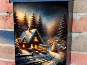 Country Christmas Cottages Colonial Mailbox Cover