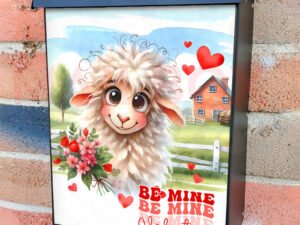 Valentine’s Day Silly Sheep Colonial Mailbox Cover