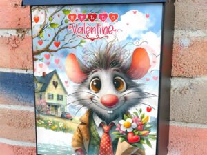 Valentine’s Day Mouse Colonial Mailbox Cover