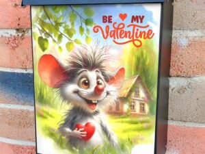 Valentine’s Day Mouse with a Heart Colonial Mailbox Cover
