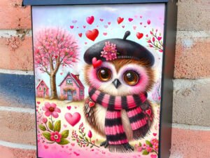 Valentine’s Day Owl Colonial Mailbox Cover
