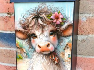 Pretty Spring Cow Colonial Mailbox Cover