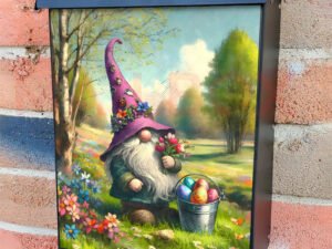 Easter Gnome with Flowers Colonial Mailbox Cover
