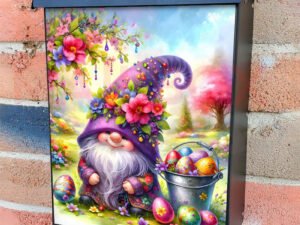 Easter Gnome with Eggs Colonial Mailbox Cover