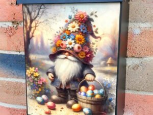 Easter Gnome in Flower Hat Colonial Mailbox Cover