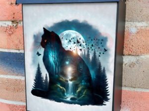 Twilight Forest Cat  Colonial Mailbox Cover
